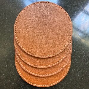 Georg Jensen Tan Leather Coasters Set
